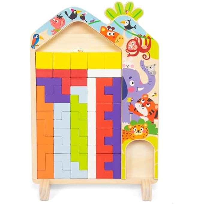 MONTESSORI WOODEN BLOCK PUZZLE FOR CHILDREN TANGRAM PUZZLE RUSSIAN 3D BLOCKS PLAY TOY EDUCATIONAL GIFT FOR CHILDREN - Image 1